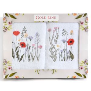 Dárkový set froté ručníků 20 KVĚTY, luční kvítí na bílé, 2x 50x100cm