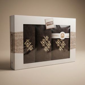 Dárkový set froté ručníků a osušek 357, 3-dílný, černá s výšivkou, 1x 30x50cm + 1x 50x90cm + 1x 70x140cm