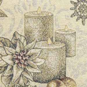 Dekorační polštářek / povláček vánoční RETRO VÁNOČNÍ RŮŽE A SVÍČKY, šedá s lurexem, 45x45cm
