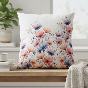 Dekorační povlak na polštářek CYH6105 TISK, červené a modré květiny, 40x40cm
