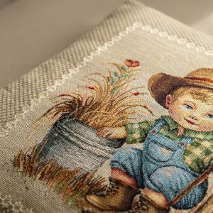 Dekorační povlak na polštářek RETRO CHLAPEC ZAHRADNÍK, béžová 45x45cm