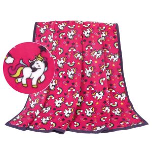 Dětská deka ELLA KORALL MICRO JEDNOROŽEC S DUHOU NA RŮŽOVÉ, 100x155cm