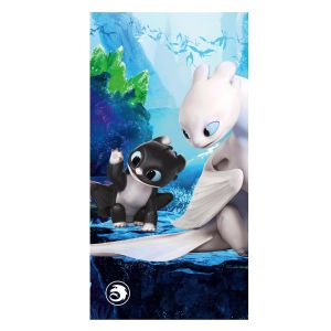 Dětská plážová osuška JAK VYCVIČIT DRAKA, modrá, froté, 70x140cm