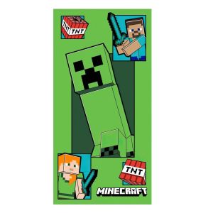 Dětská plážová osuška MINECRAFT CREEPER COMING, zelená, froté, 70x140cm