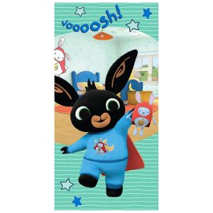 Dětská plážová osuška ZAJÍČEK BING SUPERHRDINA HOPPITY, tyrkysová, froté, 70x140cm