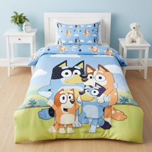 Dětské povlečení do postýlky BLUEY 004 BABY, modro-zelené, bavlna hladká, 100x135cm + 40x60cm