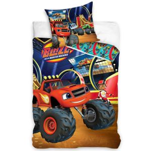 Dětské povlečení do postýlky PLAMÍNEK A ČTYŘKOLÁCI ARÉNA, červené, bavlna hladká, 100x135cm + 40x60cm