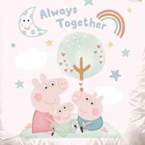 Dětské povlečení do postýlky PRASÁTKO PEPPA NAVŽDY SPOLU, růžové, bavlna hladká, 100x135cm + 40x60cm 
