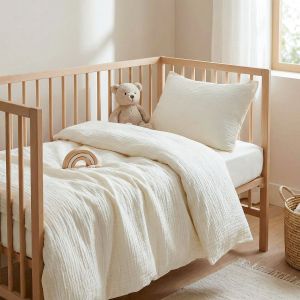 Dětské povlečení do postýlky Prem MUŠELÍN PREMIUM KRÉMOVÉ, jednobarevné, mušelín, 100x135cm + 40x60cm