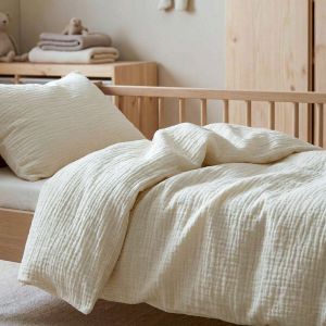 Dětské povlečení do postýlky Prem MUŠELÍN PREMIUM KRÉMOVÉ, jednobarevné, mušelín, 100x135cm + 40x60cm