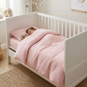 Dětské povlečení do postýlky Prem MUŠELÍN PREMIUM RŮŽOVÉ, jednobarevné, mušelín, 100x135cm + 40x60cm