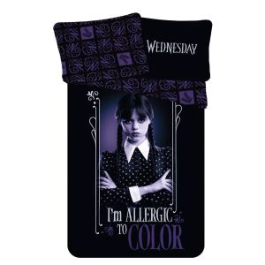 Dětské povlečení WEDNESDAY COLOR, fialovo-černé, bavlna hladká, 140x200cm + 70x90cm
