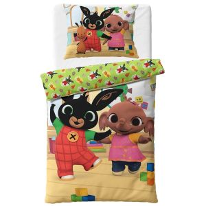 Dětské povlečení ZAJÍČEK BING A SULA VE ŠKOLCE, béžové, bavlna hladká, 140x200cm + 70x90cm 