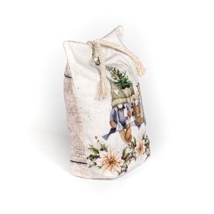 Dveřní zarážka / vánoční dekorace, skřítek s lucernou, bílá 22x23cm