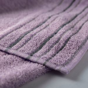 Froté ručník ZARA, fialový s proužkovanou bordurou, 40x60cm