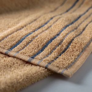 Froté ručník ZARA, oříškový s proužkovanou bordurou, 40x60cm
