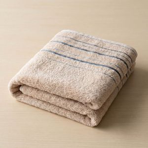 Froté ručník ZARA, béžový s proužkovanou bordurou, 40x60cm