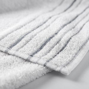 Froté ručník ZARA, bílý s proužkovanou bordurou, 50x100cm