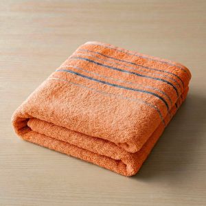 Froté ručník ZARA, lososový s proužkovanou bordurou, 40x60cm