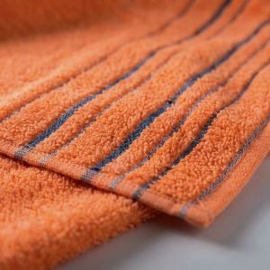 Froté ručník ZARA, lososový s proužkovanou bordurou, 40x60cm