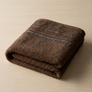 Froté ručník ZARA, tmavě hnědý s proužkovanou bordurou, 40x60cm
