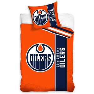 Hokejové povlečení NHL EDMONTON OILERS BELT, oranžovo-modré, bavlna hladká, 140x200cm + 70x90cm 