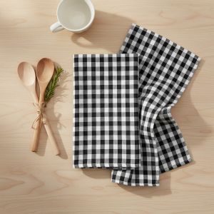 Kuchyňská utěrka ANNA černá a bílá kostka, 1 kus, 45x65cm