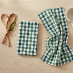 Kuchyňská utěrka ANNA zelená a bílá kostka, 1 kus, 45x65cm
