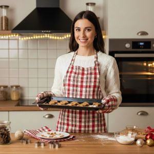 Kuchyňská zástěra 19516 SKANDINÁVSKÁ KOSTIČKA, červená 70x90cm