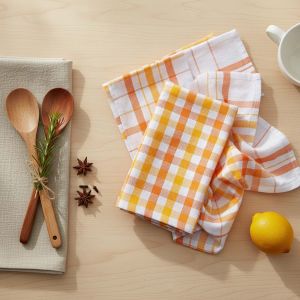 Kuchyňské utěrky ARA oranžová kostka / káro, 3 kusy, 45x65cm