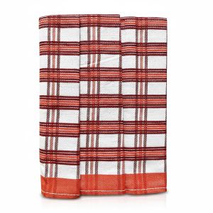 Kuchyňské utěrky EGYPTSKÁ BAVLNA 19, lososové střední káro, 3 kusy, 50x70cm