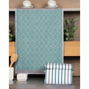 Kuchyňské utěrky EGYPTSKÁ BAVLNA U02 ZELENÁ, proužky a vlnky, 3 kusy, 50x70cm