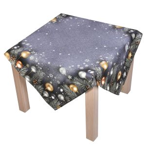 Kuchyňský ubrus vánoční CYH5918C, zlaté baňky na tmavě šedé 85x85cm (čtverec) 