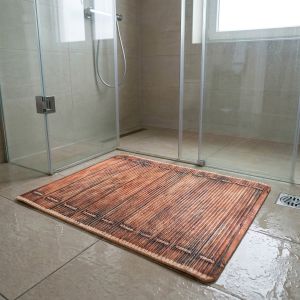 Pěnová předložka PVC AQUAMAT 461-1, dřevěný můstek, rezavá, šíře 65cm (metráž)