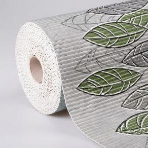 Pěnová předložka PVC AQUAMAT 573D, velké listy zelené na šedé, šíře 65cm (metráž)