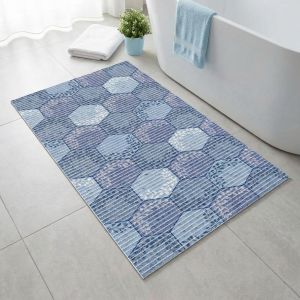 Pěnová předložka PVC AQUAMAT 591-A, plástve modré s lístečky, šíře 65cm (metráž)