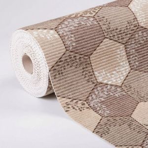 Pěnová předložka PVC AQUAMAT 591-B, plástve béžové s lístečky, šíře 65cm (metráž)