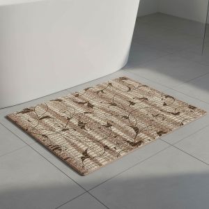 Pěnová předložka PVC AQUAMAT 6050-4, rostlinný ornament hnědý, šíře 65cm (metráž)