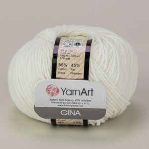 Pletací / háčkovací příze YarnArt GINA / JEANS 01  bílá, jednobarevná, 50g/160m