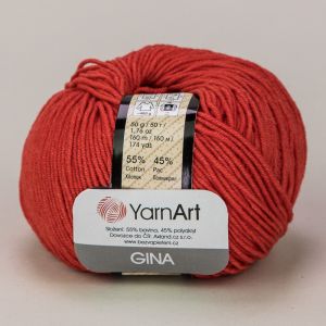 Pletací / háčkovací příze YarnArt GINA / JEANS 26  červená, jednobarevná, 50g/160m