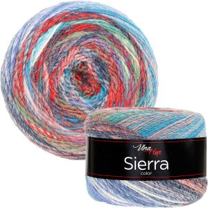 Pletací / háčkovací příze Vlna-Hep SIERRA 7220 červeno-modro-zelená, melírovaná, efektní 150g/450m