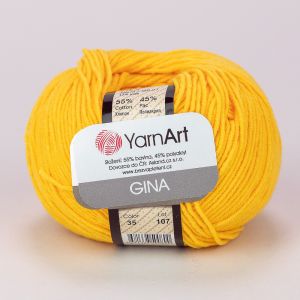 Pletací / háčkovací příze YarnArt GINA / JEANS 35 žlutá, jednobarevná, 50g/160m