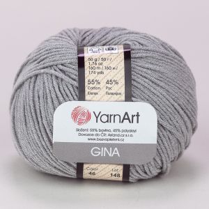 Pletací / háčkovací příze YarnArt GINA / JEANS 46 středně šedá, jednobarevná, 50g/160m