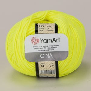 Pletací / háčkovací příze YarnArt GINA / JEANS 58  neonově žlutá, jednobarevná, 50g/160m