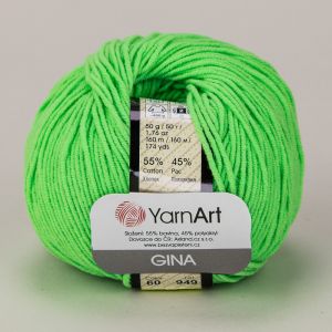 Pletací / háčkovací příze YarnArt GINA / JEANS 60  neonově zelená, jednobarevná, 50g/160m