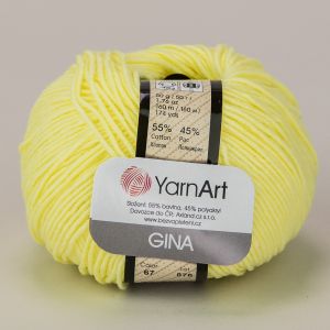 Pletací / háčkovací příze YarnArt GINA / JEANS 67  světle žlutá, jednobarevná, 50g/160m
