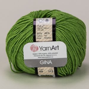 Pletací / háčkovací příze YarnArt GINA / JEANS 69  zelená, jednobarevná, 50g/160m