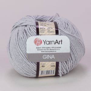 Pletací / háčkovací příze YarnArt GINA / JEANS 80 světle šedá, jednobarevná, 50g/160m