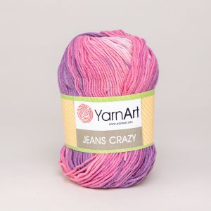 Pletací / háčkovací příze YarnArt GINA JEANS / CRAZY 8206 béžová-fialová-růžová, melírovaná, 50g/160m