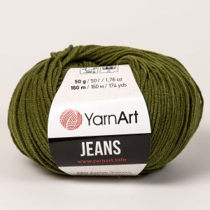 Pletací / háčkovací příze YarnArt GINA / JEANS 82 khaki, jednobarevná, 50g/160m